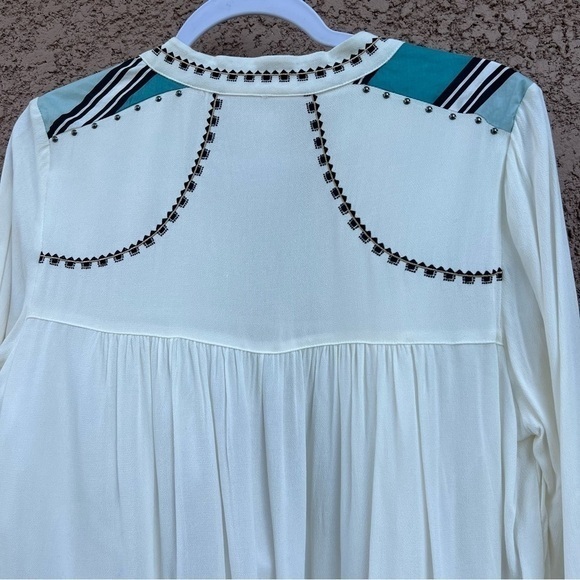 Chico's Open Front Blouse White Double Layer Beaded Sheer Boho Women Size Small - Picture 5 of 12